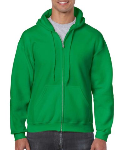 Customize an adult full-zip up hoodie Gildan 18600 with a logo, team name and number, or your own design printed on front and/or back at iCustomizeit.ca.