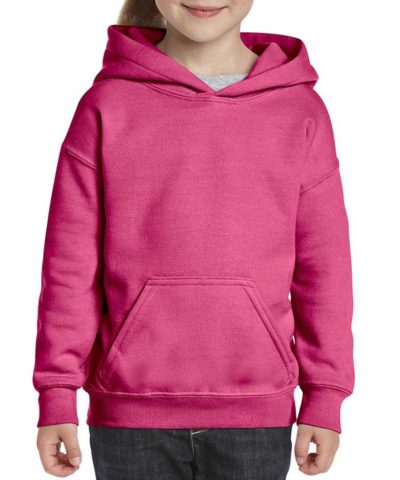 Customize a youth basic hoodie Gildan 18500B with a logo, team name and number, or your own design printed on front and/or back at iCustomizeit.ca.