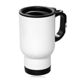 Customize a white travel mug with a logo, design, or text at iCustomizeit.ca.